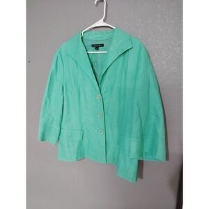 Lafayette 148 Linen Blazer Jacket Women's 16 Summer Green 3/4 Bell Sleeve